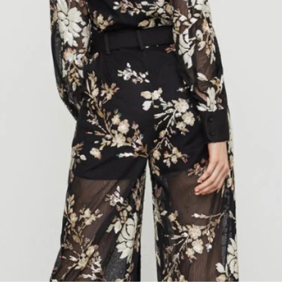 NWT BCBGMaxAzaria Floral Sequin Embroidered Jumpsuit - Picture 12 of 12